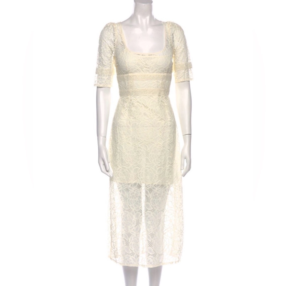 For Love And Lemons Ivory Lace Midi Dress